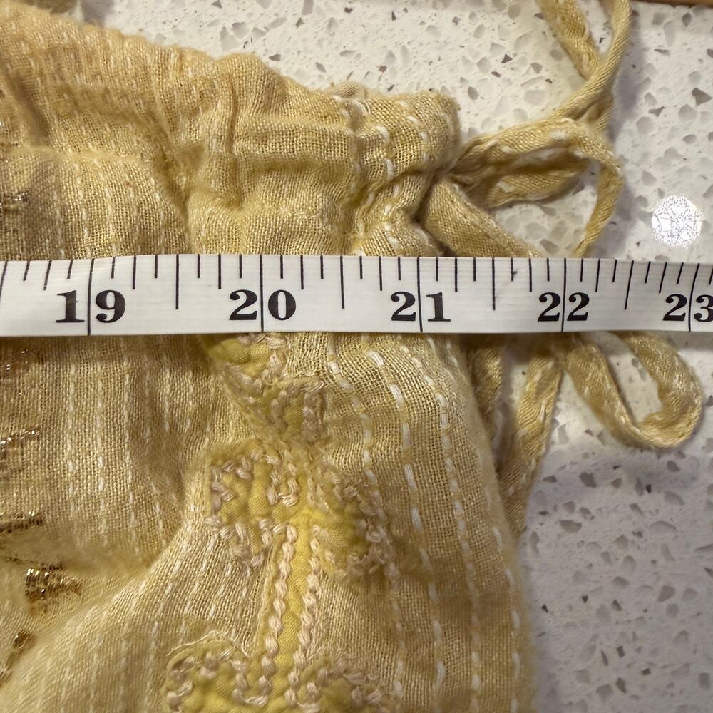 Zara Embroidered Relaxed Cotton Maxi Dress Butter Yellow Boho Sleeveless Large - Picture 10 of 10